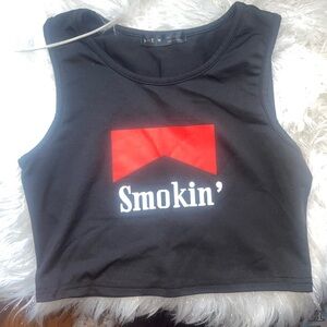SHEIN Black Tank Top with Red Graphic